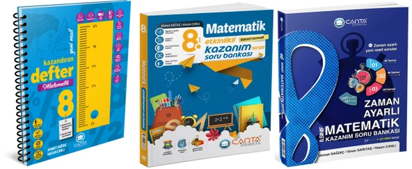 Çanta 2025 8. Sınıf Matematik Etkinlikli Kazanım + Zaman Ayarlı Soru + Defter Seti 3 Kitap ürün görseli 1