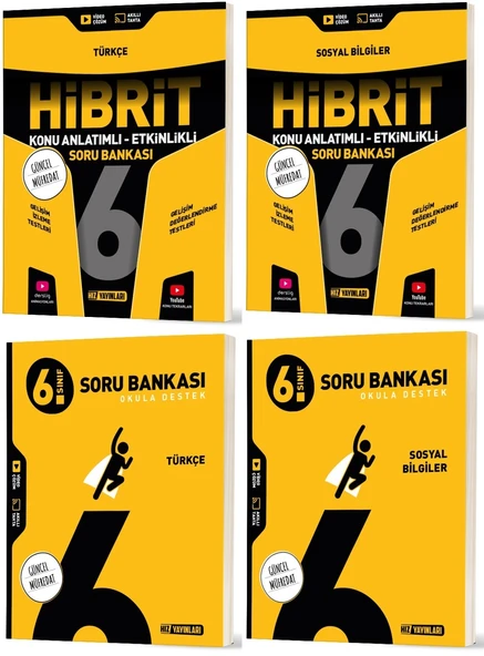 Hız 2026 6. Sınıf Türkçe + Sosyal Bilgiler Soru + Hibrit - Konu Seti 4 Kitap ürün görseli 1