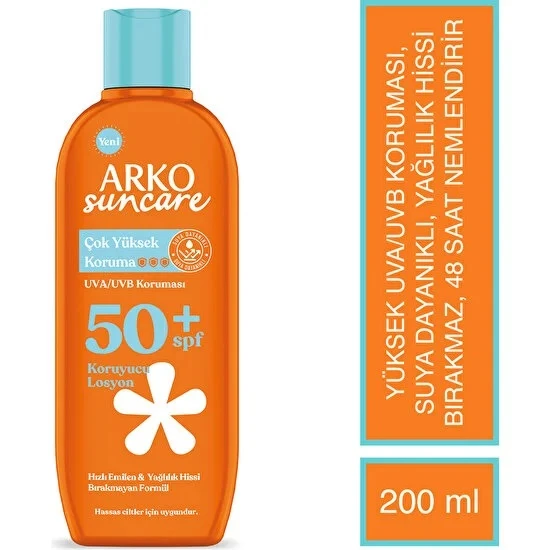 Arko Suncare Güneş Koruyucu Losyon Spf 50 Faktör 200 Ml ürün görseli 1