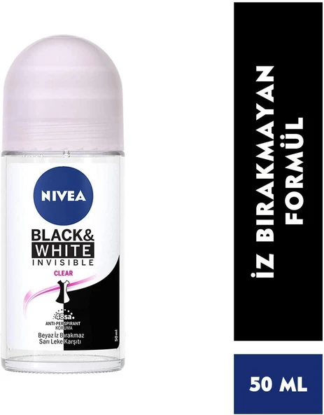Nıvea Roll On Black Whıte Invısıble Clear Bayan 50 Ml ürün görseli 1