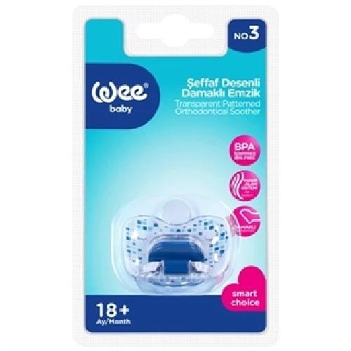 Wee Baby Şeffaf Desenli Damaklı Emzik 18+ Ay No 3 -838 ürün görseli 1