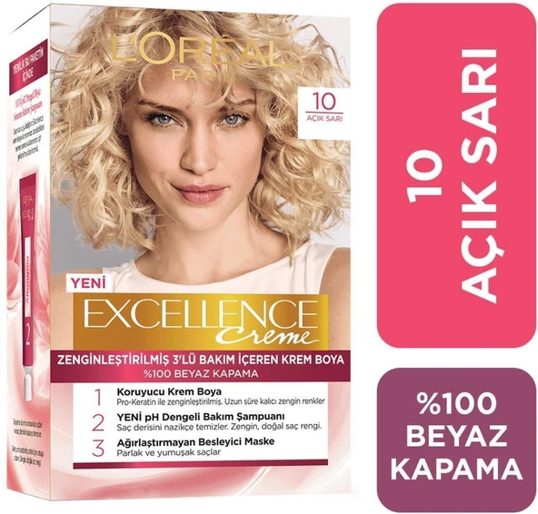 Loreal Excellence Creme Saç Boyası 10 Açık Sarı ürün görseli 1