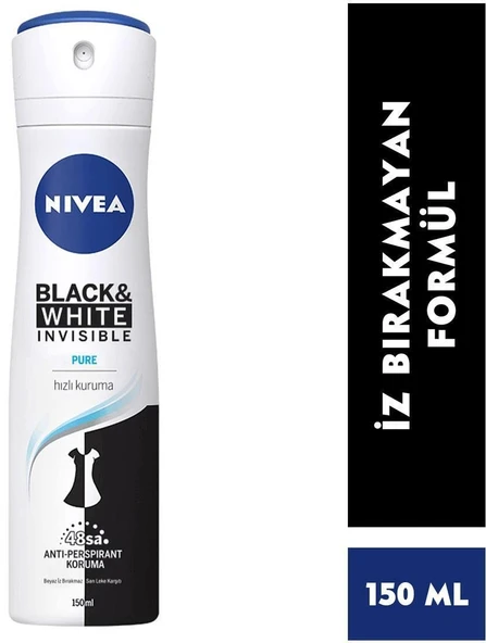 Nıvea Deodorant Invısıble Black Whıte Pure Bayan Sprey 150 Ml ürün görseli 1