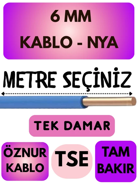 Öznur 6 MM NYA Kablo Metre Seçenekli (Mavi) ürün görseli 1