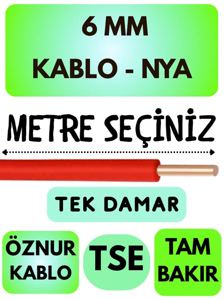 Öznur 6 MM NYA Kablo Metre Seçenekli (Kırmızı) ürün görseli 1