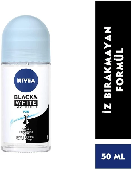 Nıvea Roll On Black Whıte Invısıble Pure Mavi Bayan 50 Ml ürün görseli 1