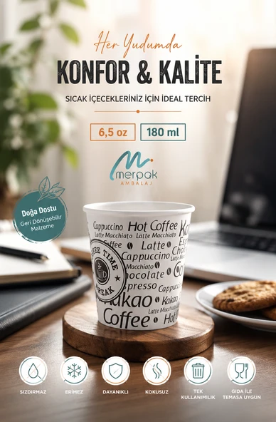 Karton Bardak 6,5 Oz 3000'LI Sızdırmaz Erimez Dayanıklı Kağıt Bardak Kullan At Bardak ürün görseli 1
