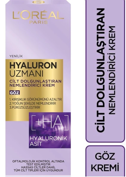 Loreal Hyaluron Uzmanı Cilt Dolgunlaştıran Nemlendirici Göz Kremi 15 Ml ürün görseli 1