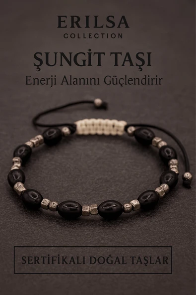 Sertifikalı Ham İşlenmemiş Shungite Şungit Taşı Bileklik - Doğal Enerji Koruyucu Unisex Takı ürün görseli 1