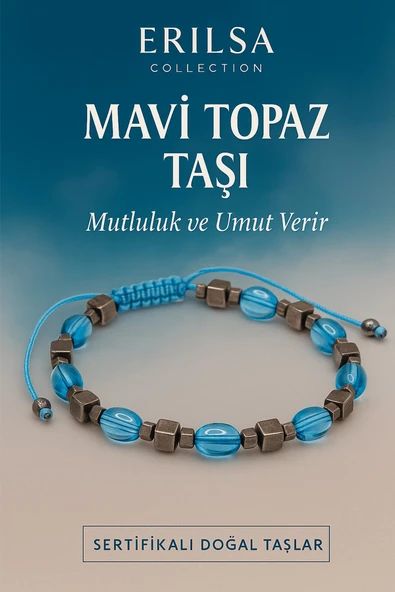 Sertifikalı Sentetik Mavi Topaz Taşı Bileklik - Mutluluk ve Umut Veren Şık Takı ürün görseli 1