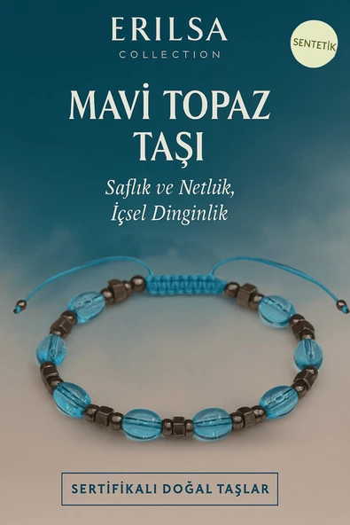 Sertifikalı Sentetik Mavi Topaz Taşı Bileklik - Saflık Netlik ve İçsel Dinginlik ürün görseli 1