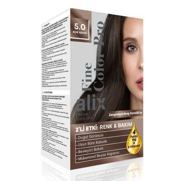 Alix Kit Saç Boyası Color Pro 5.0 Açık Kahve ürün görseli 1