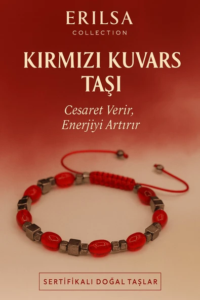 Sertifikalı Kırmızı Kuvars Taşı Bileklik - Cesaret Veren Enerjiyi Artıran Şık Takı ürün görseli 1