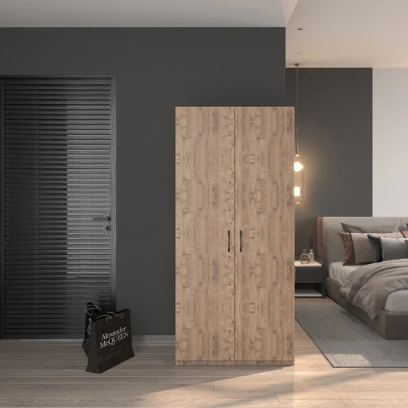 ED PET DİZAYN 2 Kapaklı Elbise Dolabı Atlantik Çam 80 cm Genişlik ürün görseli 1
