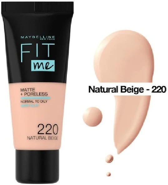 Maybellıne Fıt Me Matte Poreless Fondöten 220 Natural Beıge ürün görseli 1