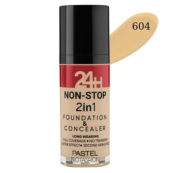 Pastel 24 H Non-Stop 2 İn 1 Fondeten Concealer No:604 ürün görseli 1