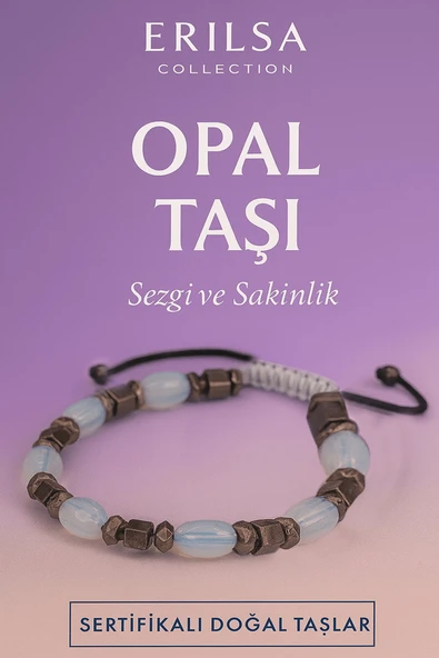 Sertifikalı Doğal Opal Taşı Bileklik - Sezgi Gücü ve İçsel Sakinlik Veren Şık Takı ürün görseli 1