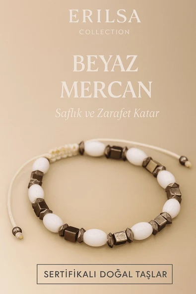 Sertifikalı Beyaz Mercan Doğal Taş Bileklik – Saflık ve Zarafet Katar ürün görseli 1