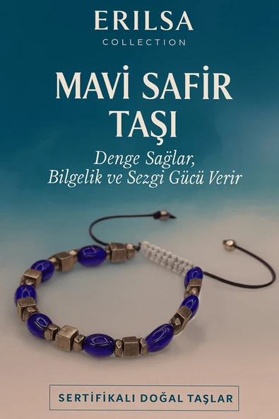 Sertifikalı Sentetik Mavi Safir Taşı Bileklik - Denge Bilgelik ve Sezgi Gücü Veren Takı ürün görseli 1