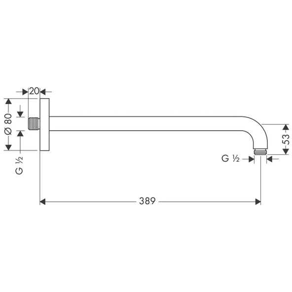 Hansgrohe Tepe Duş Dirseği 389 mm Satin Siyah - Resim 2
