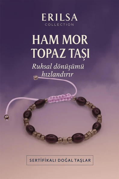 Sertifikalı Sentetik Ham Mor Topaz Taşı Bileklik - Ruhsal Dönüşüm ve Enerji Veren Takı ürün görseli 1