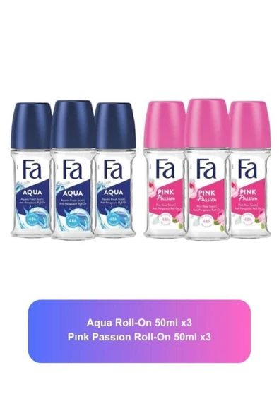 Fa Aqua Roll-On x3 + Pink Passion Roll-On x3 Set – Uzun Süre Ferah Koruma ürün görseli 1