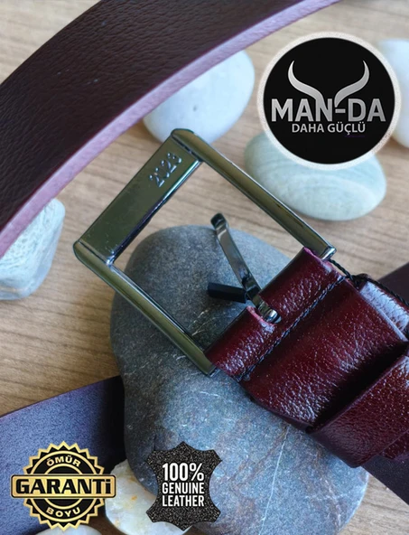 Manda Derisi Kemer (Bordo) - Resim 3