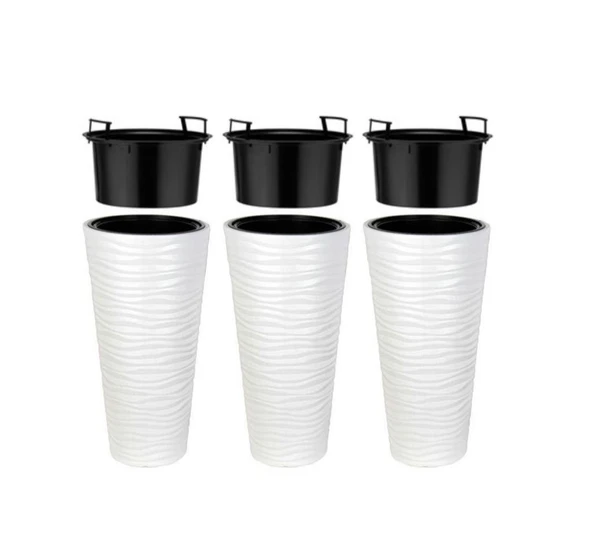 Omnipazar SO-KVT2 Kumsal Vazo Saksı Takımı 85 Litre Beyaz 3 Adet ürün görseli 1