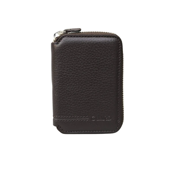 Guard Fermuarlı Kahverengi Hakiki Deri Mini Cüzdan Erkek / Kadın P796 ürün görseli 1