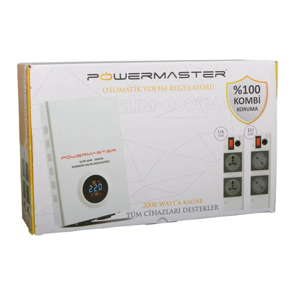 Powermaster SLIM-2000 Otomatik 2000 Watt Kombi Voltaj Regülatörü - Resim 4