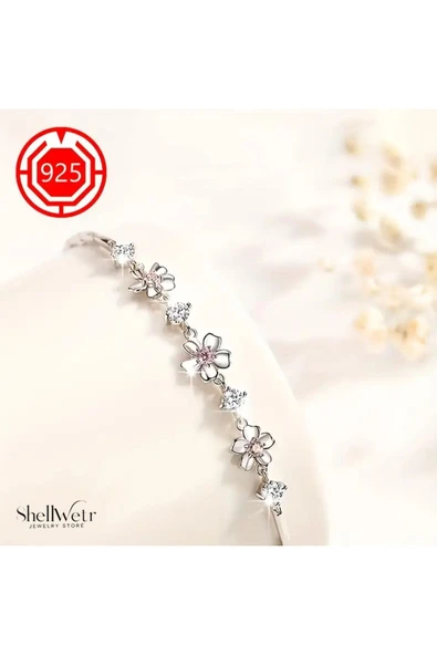 Sakura 925 Ayar Gümüş Bileklik Sevgililer günü , annenize verilecek en güzel gümüş hediyesi ürün görseli 1