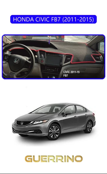 HONDA CIVIC FB7 2011-2015TORPİDO KORUMA KILIFI MAVİ KENAR ürün görseli 1
