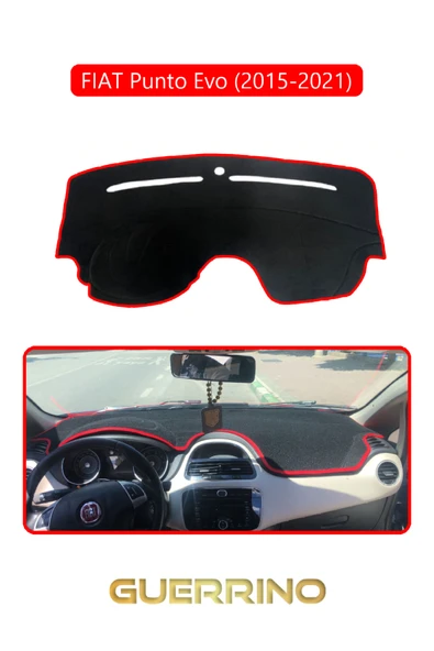 FIAT Punto Evo 2015-2021 Modellerine UygunTORPİDO KORUMA KILIFI KIRMIZI KENAR ürün görseli 1