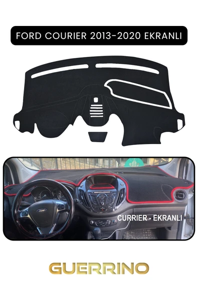 FORD Courier 2013-2020 EkranlıTORPİDO KORUMA KILIFI SİYAH KENAR ürün görseli 1
