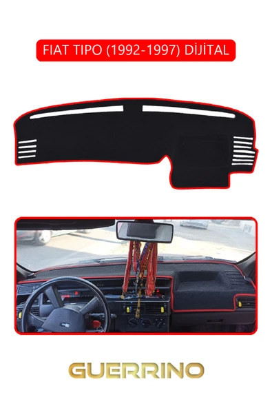 FIAT TIPO 1992-1997 Modellerine Uygun DijitalTORPİDO KORUMA KILIFI KIRMIZI KENAR ürün görseli 1