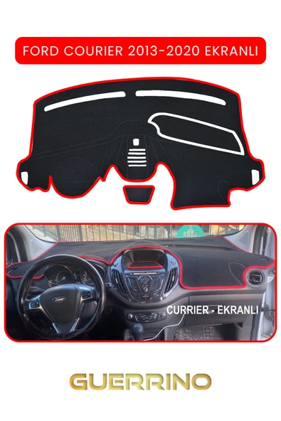 FORD Courier 2013-2020 EkranlıTORPİDO KORUMA KILIFI KIRMIZI KENAR ürün görseli 1