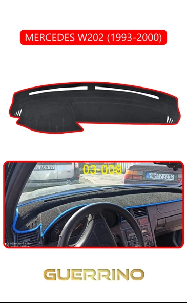 MERCEDES W202 1993-2000TORPİDO KORUMA KILIFI KIRMIZI KENAR ürün görseli 1