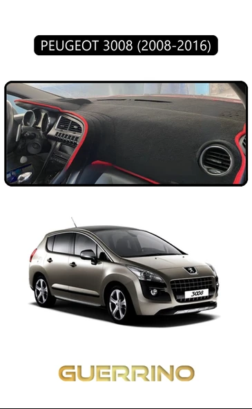 PEUGEOT 3008 (2008-2016)TORPİDO KORUMA KILIFI SİYAH KENAR ürün görseli 1