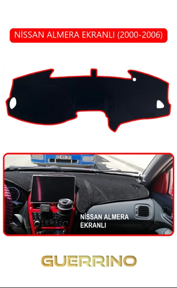 NİSSAN ALMERA EKRANLI 2000-2006TORPİDO KORUMA KILIFI KIRMIZI KENAR ürün görseli 1