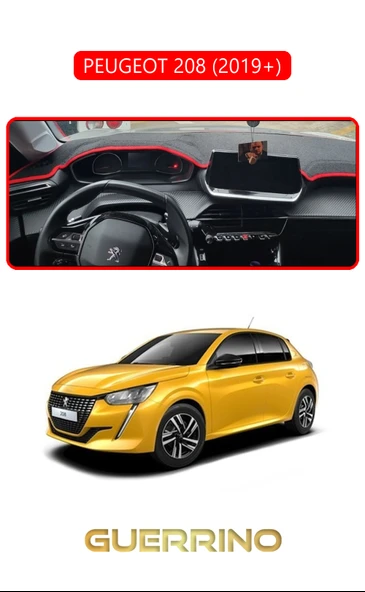 PEUGEOT 208 (2019+)TORPİDO KORUMA KILIFI KIRMIZI KENAR ürün görseli 1
