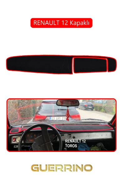RENAULT 12 - Toros   KAPAKLI TORPİDO KORUMA KILIFI KIRMIZI KENAR ürün görseli 1