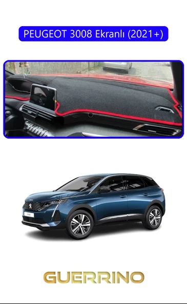 PEUGEOT 3008 ekranlı (2021+)TORPİDO KORUMA KILIFI MAVİ KENAR ürün görseli 1