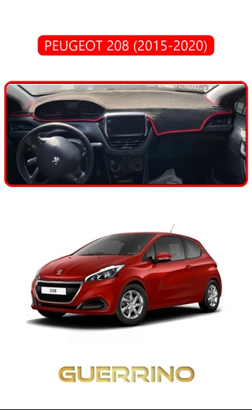 PEUGEOT 208 (2015-2020)TORPİDO KORUMA KILIFI KIRMIZI KENAR ürün görseli 1