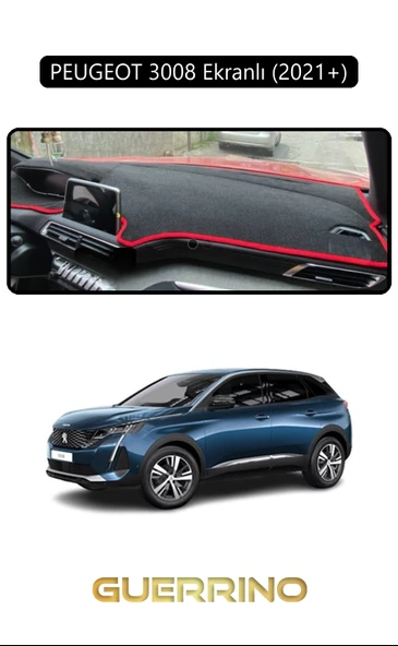 PEUGEOT 3008 ekranlı (2021+)TORPİDO KORUMA KILIFI SİYAH KENAR ürün görseli 1