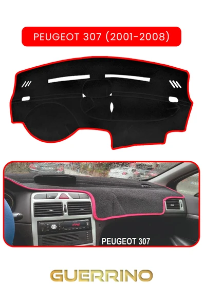 PEUGEOT 307 (2001-2008)TORPİDO KORUMA KILIFI KIRMIZI KENAR ürün görseli 1