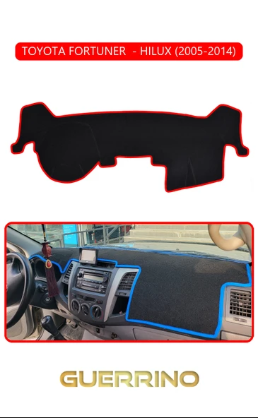 TOYOTA FORTUNER  - HILUX 2005-2014TORPİDO KORUMA KILIFI KIRMIZI KENAR ürün görseli 1