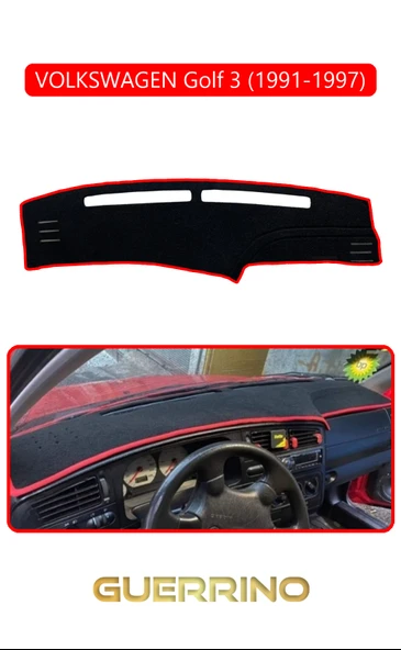 VOLKSWAGEN Golf 3 / Vento / Jetta (1991-1997)TORPİDO KORUMA KILIFI KIRMIZI KENAR ürün görseli 1