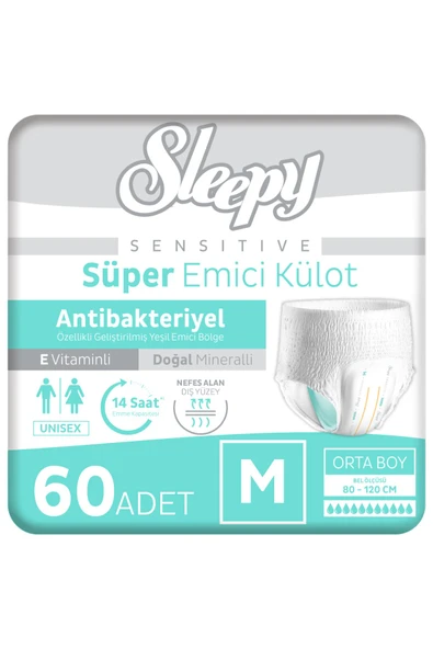 Sleepy Sensitive Antibakteriyel Emici Külot Medium 30x2 60 Adet ürün görseli 1