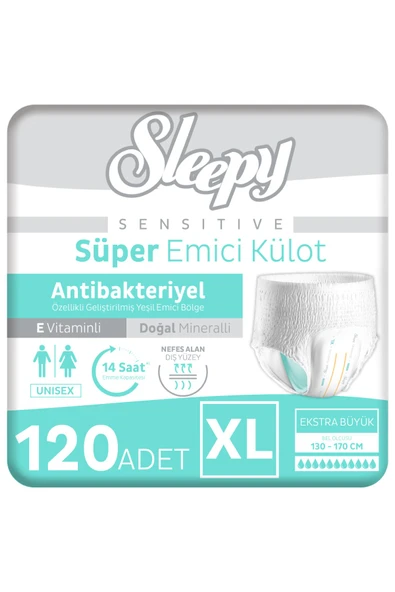 Sleepy Sensitive Antibakteriyel Emici Külot Xlarge 30x4 120 Adet ürün görseli 1