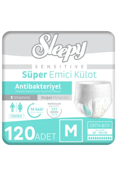 Sleepy Sensitive Antibakteriyel Emici Külot Medium 30x4 120 Adet ürün görseli 1